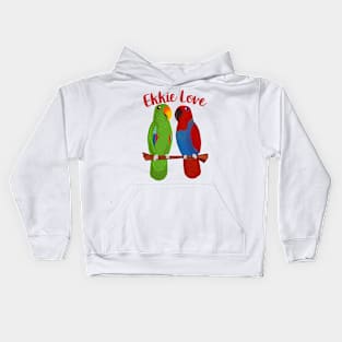 Ekkie Love Cute Eclectus Parrot Couple for parrot lovers Kids Hoodie